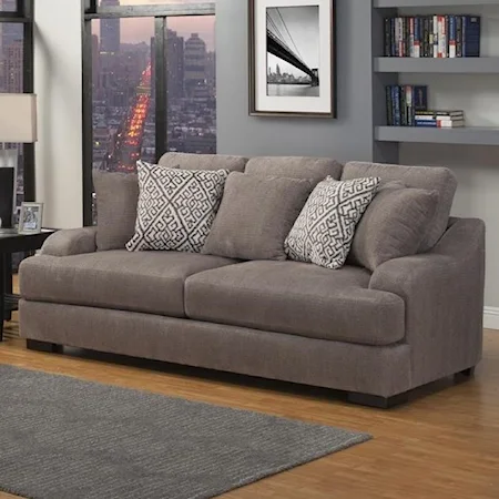 Casual Stationary Sofa with Plush Gel Foam Seating